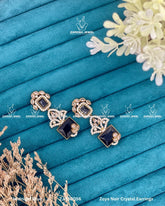 Zoya Noir Crystal Earrings | ZAROSH JEWEL Midnight Blue